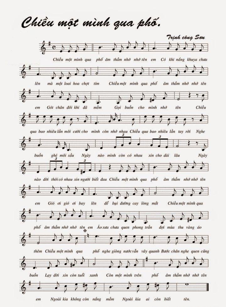 Sheet nhạc Chiều Một Mình Qua Phố